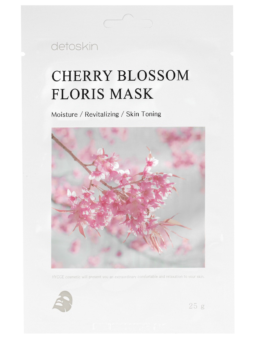 DETOSKIN Тканевая маска цветочная с экстрактом сакуры, CHERRY BLOSSOM FLORIS MASK, 30 г