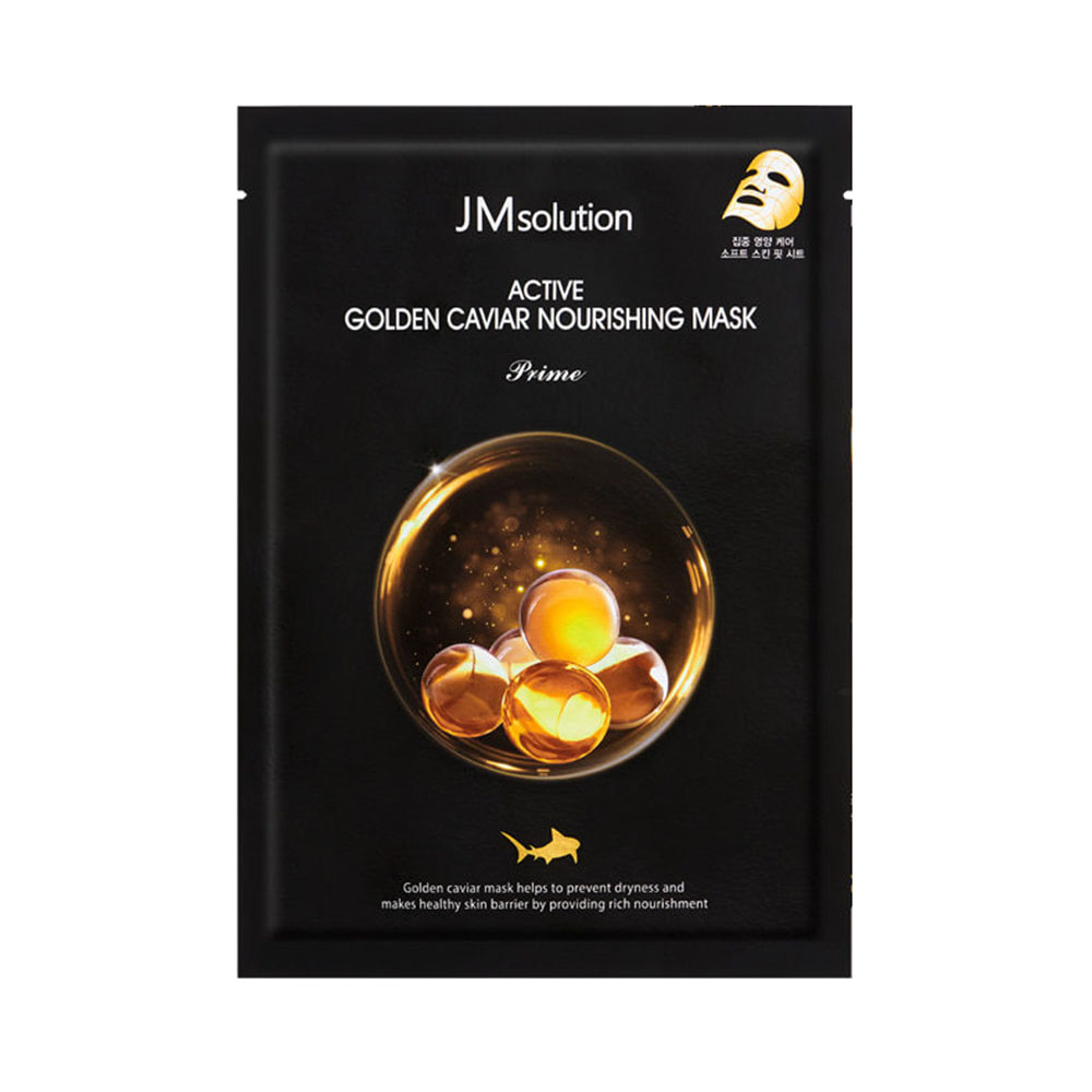 JMsolution Тканевая маска ультратонкая с коллоидным золотом и экстрактом икры, ACTIVE GOLDEN CAVIAR NOURISHING MASK Prime 30 мл