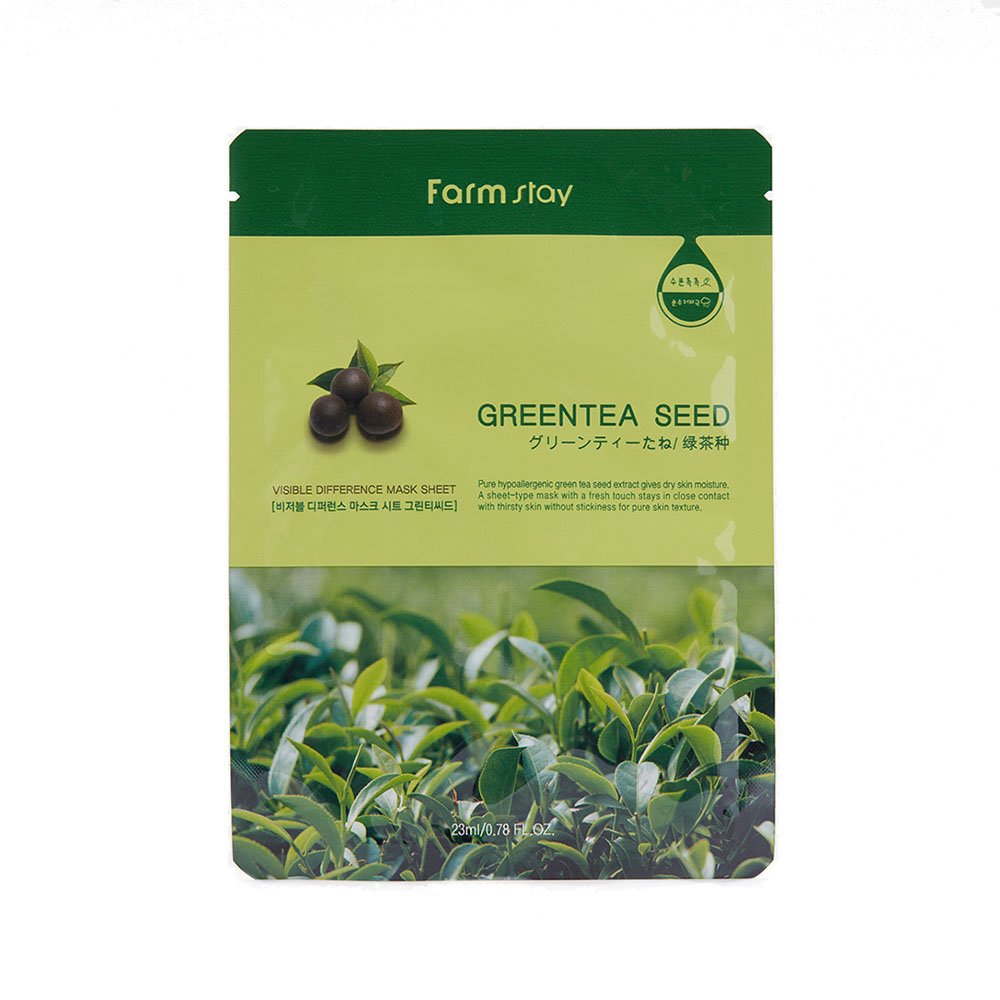 FarmStay Маска-салфетка СЕМЕНА ЗЕЛЁНОГО ЧАЯ, Visible Difference Mask Sheet Green Tea Seed, 23мл