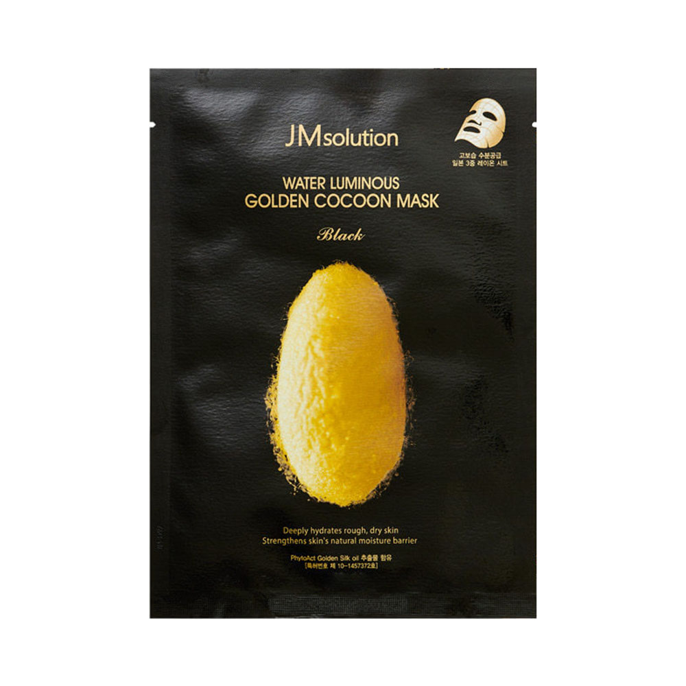 JMsolution Тканевая маска с протеинами кокона золотого шелкопряда ПЛЮС WATER LUMINOUS GOLDEN COCOON MASK PLUS BLACK, 45 мл