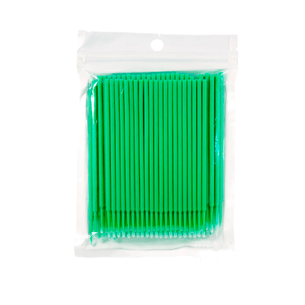 Микрощеточки безворсовые размер M, зеленые, пакет 100шт.
