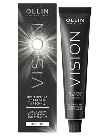OLLIN VISION NEW Крем-краска для бровей и ресниц (Чёрный) 20мл + лепестки